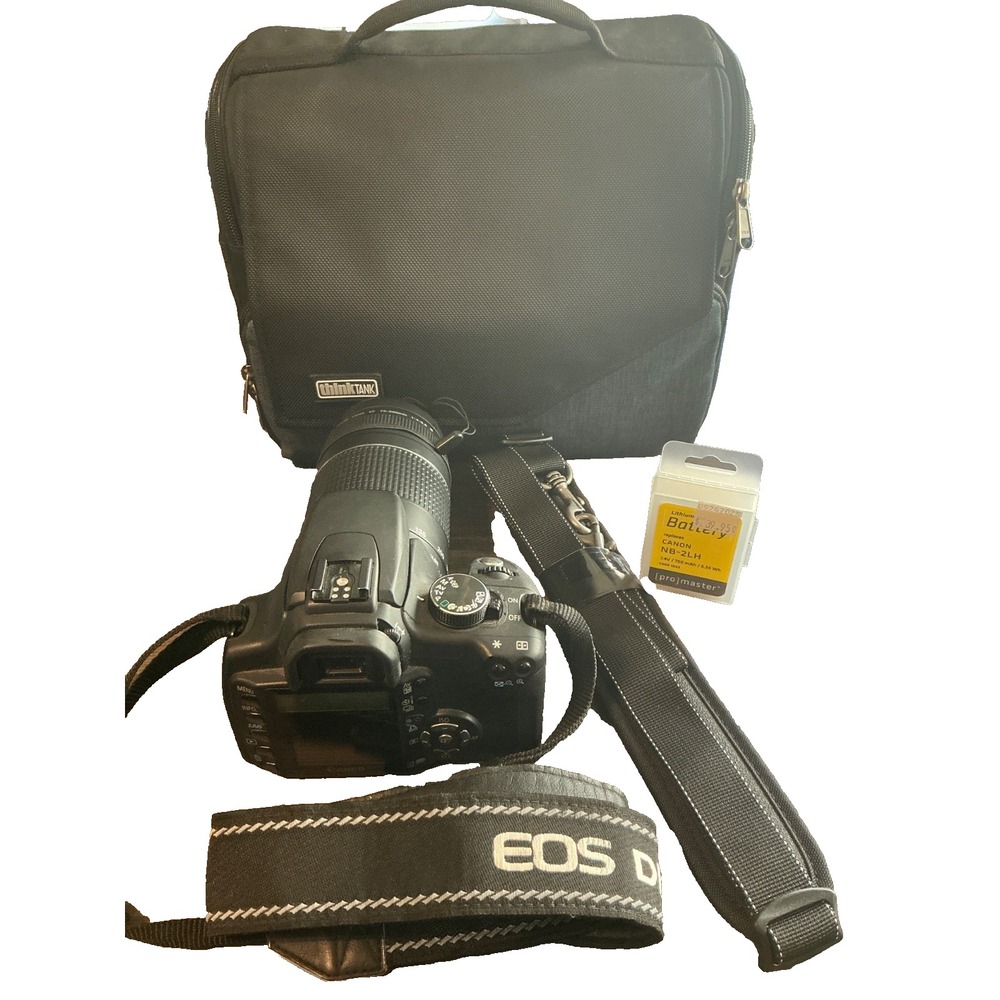 Canon EOS Digital Rebel XT DSLR Camera + EF 75-300mm Telephoto Zoom Lens + Case